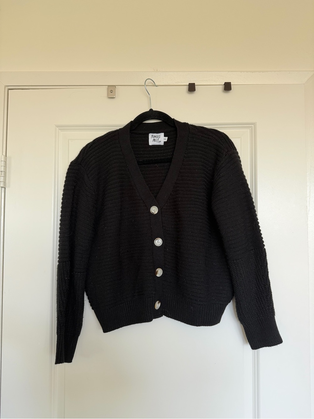 Black Crochet Button-Front Cardigan Sweater - princess Polly